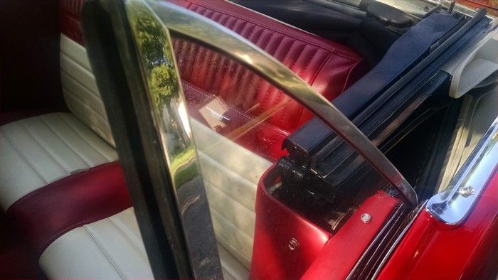 1966 Mustang Convertible back seat with top down and rear window up