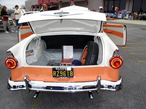 1956 ford, rear view, open trunk
