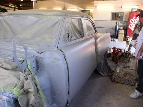 1954 Packard Patrician, masked with primer, driver side view