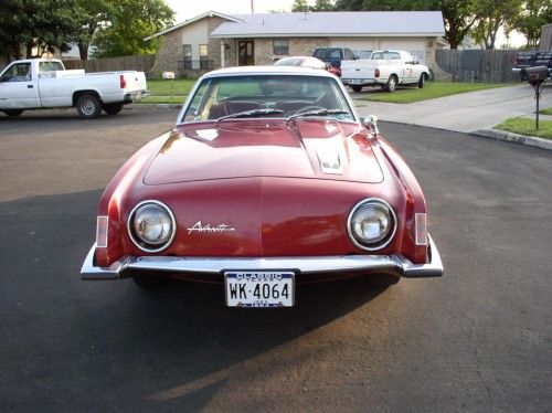Studebaker 1963 Avanti, front view, shows headlights and the non-grill