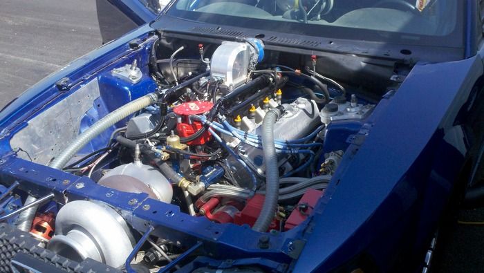 1969 Ford Mustang Mach 1 Twin Turbo Hemi engine view